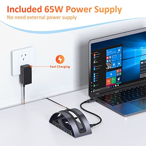 Usb C Docking Station Dual Monitor, Laptop Docking Station Dual Hdmi, Tobenone Usb C Dock Stand With 65W Power Supply, 10Gbps Usb 3.1, 2 Hdmi, Sd/Tf, Gigabit Ethernet For Dell/Hp/Lenovo/Surface #TOP2