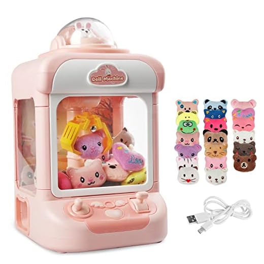 Claw Machine for Kids,Mini Vending Machines Candy Grabber Prize Dispenser Toys for Girls, Boys Electronic Arcade Claw Game Machine for Party Birthday Easter Gifts with Lights Sound&20 Mini Plush Toys