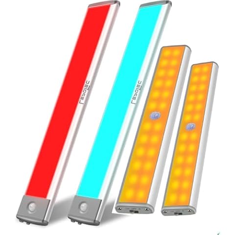 LEPOTEC 4 PCS RGBW Motion Sensor Night Light,LED Under Cabinet Lights Cover