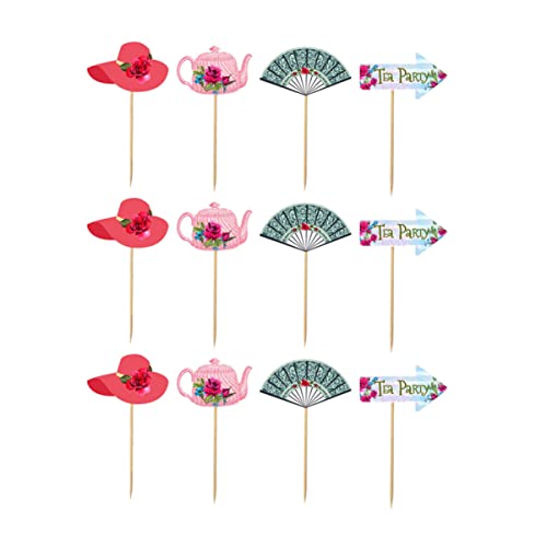 ABOOFAN 36 Peças de Bolo de Festa de Chá Picaretas para Decoração de Cupcake Adorável