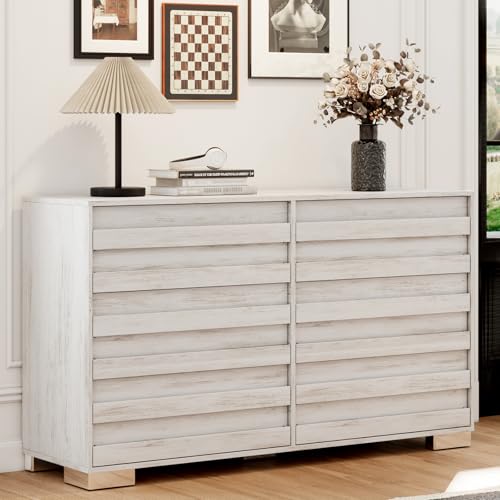 Albott Farmhouse 6 Drawers Dresser, Wood Rustic Chest of Drawers