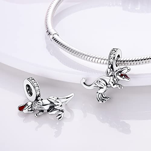 Zhipal 925 Sterling Silver Charms Chameleon Temperature Changing Charms Bangle Dangles Girl Handbag Pendants Fit For Original European Bracelets Charms Diy Jewelry Birthday Mothers Day Gifts (Realistic Tyrannosaur Dinosaur) #TOP2