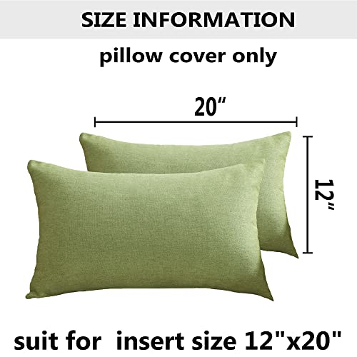 Mekajus Green Throw Pillow Covers 12X20 Set Of 2 Lumbar Linen Pillow Covers With Unique Design Solid Decorative Pillowcase For Sofa Meeting Room/House/Garden/Farmhouse (30Cm X 50Cm, Pear Green) #TOP2
