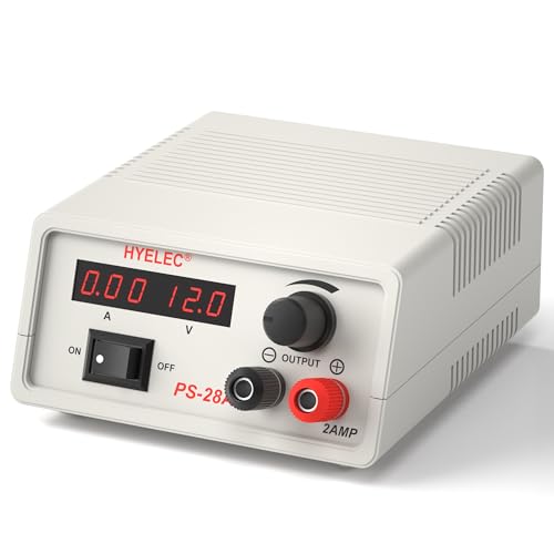 Image of Adjustable DC Power Supply, Variable Output 12V 9V 7.5V 6V 4.5V 3V / Max 2A, PS-28A Benchtop Power Supply, Dual LCD Display, Fuse Protection, No Noise