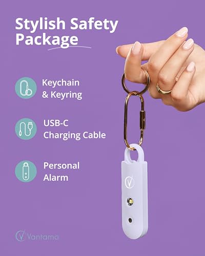 image for Vantamo Personal Alarm for Self Defense with Low Battery Notice, Strob