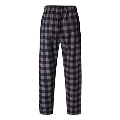 Mens Summer Pajama Pants Cotton Woven Plaid Lounge Sleepwear Pockets Lightweight Comfort Casual Pants Pj Bottoms4