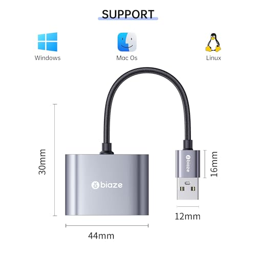 USB to 3.5mm Jack Audio Adapter External Sound Card with Dual 3.5mm Headphone and Microphone TRS Jack to USB Compatible with Windows, Laptops, Desktops Windows, MAC, Linux, PC, PS5, PS4 - Thumbnail 5