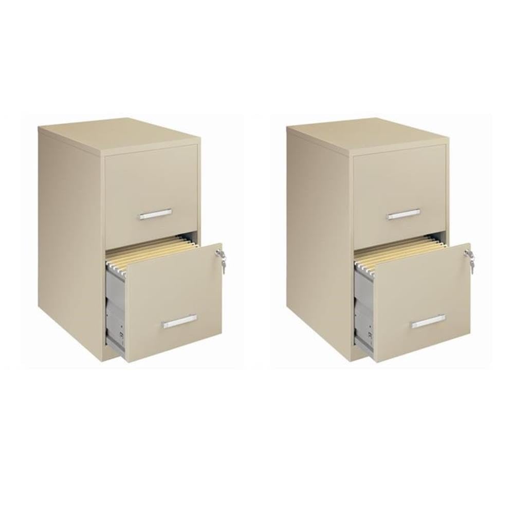 Scranton & Co Set of 2 18" D 2-Drawers Metal File Cabinet in Putty/Beige