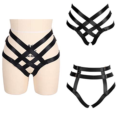 Women's Body Harness Garter Punk Belt Gothic Leg Harness Cage Dance Underwear Accessories (Black) steampunk buy now online