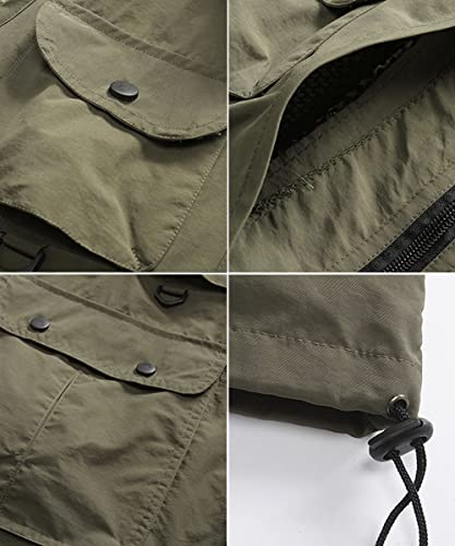 M2C Mens Hooded Mesh Multiple Pockets Traveling Vest Xl Army Green #TOP3