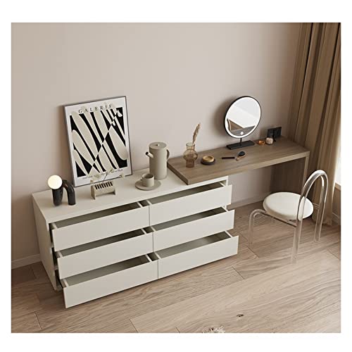 Bedroom Dressing Table Storage Cabinet Combination One Makeup Table Makeup Mirror Makeup Chair Set Removable Telescopic Mobile Cabinet (Color : Back Chair, Size : 160Cm) #TOP5