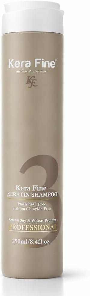 Kera Fine Keratin Shampoo 250ml – Salon Smooth Hair at Home | Repairs Dry, Frizzy & Damaged Hair | Sulfate Free, Sodium Chloride Free | With Keratin, Soy & Wheat Protein | Professional Hair Care for Men & Women 250 ml