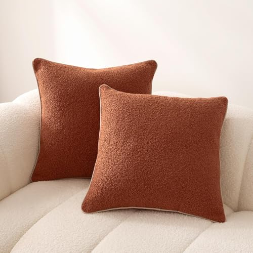 Amazon Basics Textured Decorative Throw Pillow Covers with Hidden Zipper Closure, Pack of 2, 18×18in, Brown