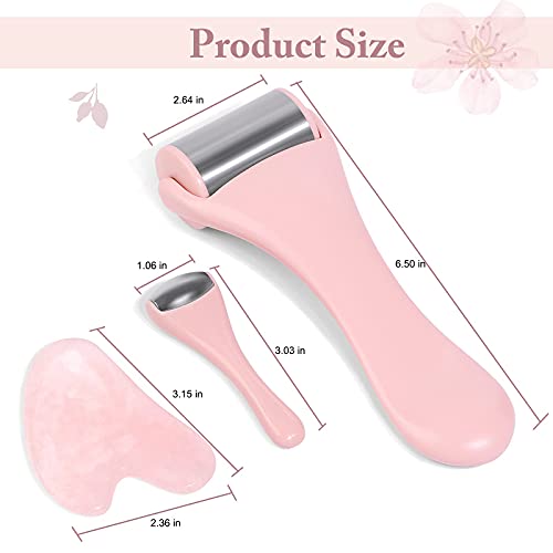 Ice Roller & Scraping Massage Tool 3 Pcs, Stainless Steel Face Roller And Eye Roller Skin Care For Puffiness, Body Muscle Relaxing, Relieve Fine Lines And Wrinkles #TOP4
