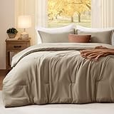 Quataly Queen Comforter Sets Taupebrown,3PCS Soft Lightweight Breathable Bedding Comforter Sets for All Season, Queen Size(90''×90'' Comforter & 2 Pillowcases)