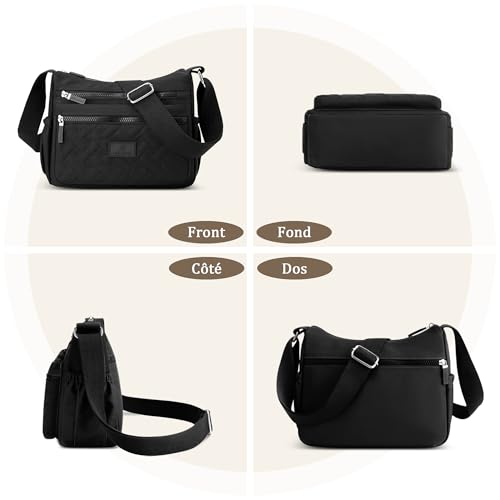Sac messenger noir contre le mal de dos en polyester léger et résistant - 3