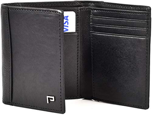 Cartera de Piel para Hombre | Tarjetero y Billetero | RFID Bloqueo | sin Bolsillo para Monedas [Negro]