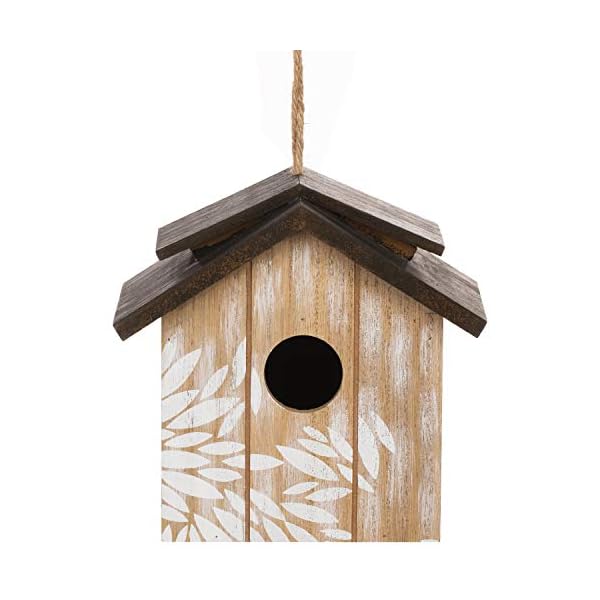 Topadorn Wooden Bird House Hanging Outdoor,Eco Friendly Materials and Decorative with Leaves Printed