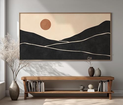 Toile imprimée abstraite de montagne art mural moderne milieu du siècle
