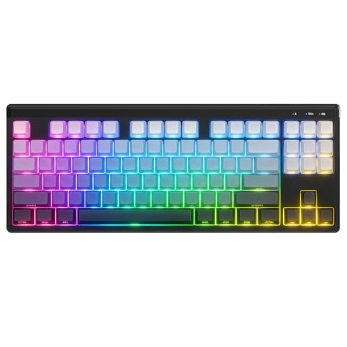ZIYOU LANG M87V2 Triple-Mode Gaming Keyboard - Wireless, Bluetooth, Wired, RGB Backlit, Soft Silicone Quiet Switches, Side-Lit Keycaps, 4000mAh Battery, 87-Key Compact Layout