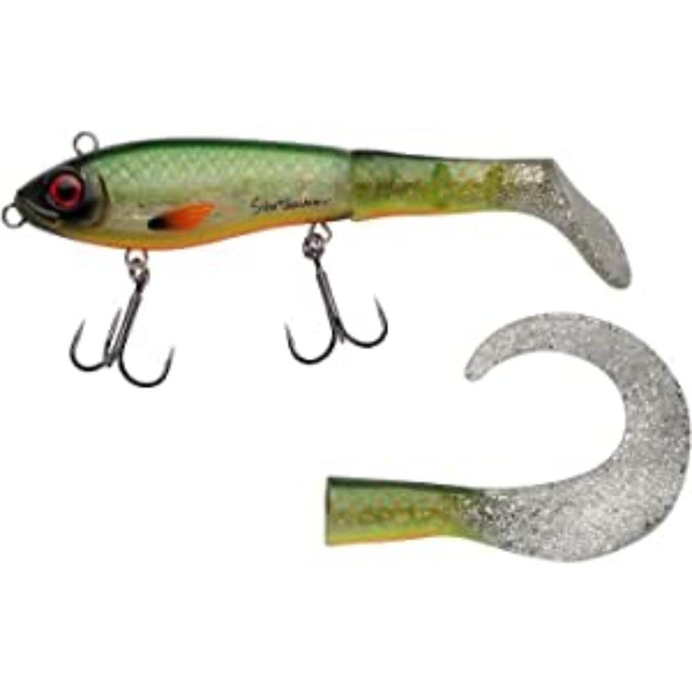 Abu Garcia Svartzonker McHybrid, Fishing Hook, Hard Lures, Predator Fishing, Pike, Bait Supplied with Paddle Tail and Curl TailUnisex, Fire Carp, 74g | 165mm