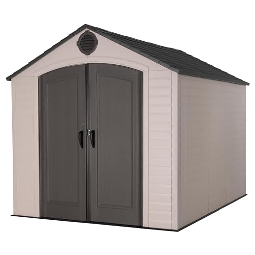Lifetime 60371 Outdoor Storage Shed with Window, Skylights, and Shelving, 8 by 10 Feet