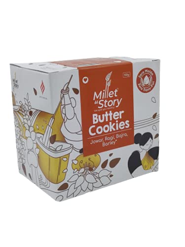 Millet Story-BUTTER Cookies -150g (Pack of 2) | Zero Maida | Zero Trans fat | Multi Grain | Multi Millets | High Fibre | 100% Veg | Ragi, Jowar, Bajra, Barley & Dry Fruits
