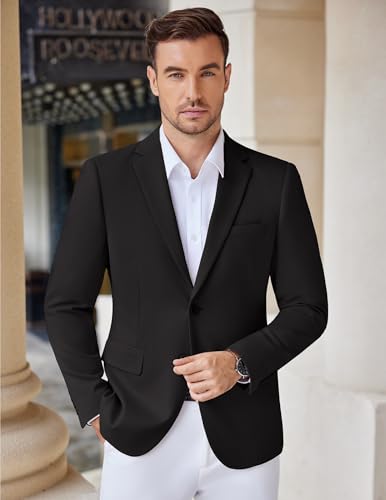 COOFANDY Men's Casual Knit Blazer Stretch Slim Fit Sport Coat Two Button Lightweight Suit Jackets2