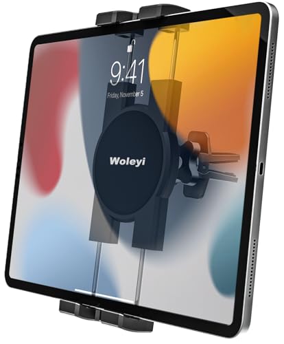 woleyi Tablet Halterung Auto Lüftung, KFZ Lüftungen Tablet Handyhalter mit sicherem Halt für iPad Pro 9.7, 10.5, 11 / Air Mini 5 4 3 2, Galaxy Tabs, iPhone 16 15 Pro Max 4-11' Handys und Tablets