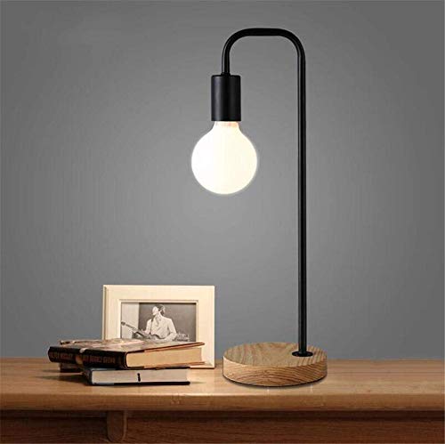 Hanamaki Lámpara De Mesa Simple Nórdico Decorativo Dormitorio De Madera Mesita De Noche Estudiantes Dormitorio Escritorio Personalidad Creativa Hierro Moda Blanco Y Negro,Black