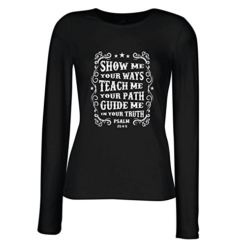 T-Shirt Longues Manches Femme Bible Psaume 25 pour Célébrer Pâques en Famille