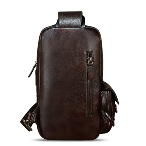 Image of Genuine Leather Sling Bag for Men and Women Full Grain Leather Crossbody Sling Backpack Purse