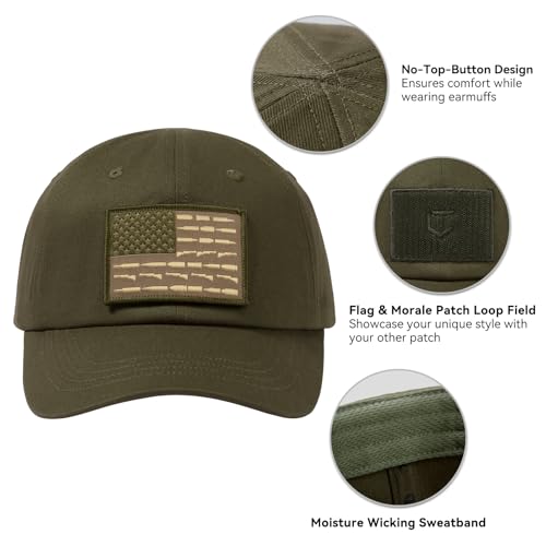 Image of Tactical Hat with Flag Patch Camo Military Army Hats Adjustable Trucker Baseball Cap Soft Top for Shooting