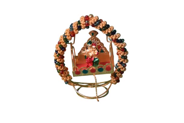 LNDS- Radha Krishna Jhula Idol Metal Home Temple Decor Mandir Room Decoration Accessories Indian Hindu Pooja Murti Radhakrishna Statue Puja Articles Interior Decorative Showpiece