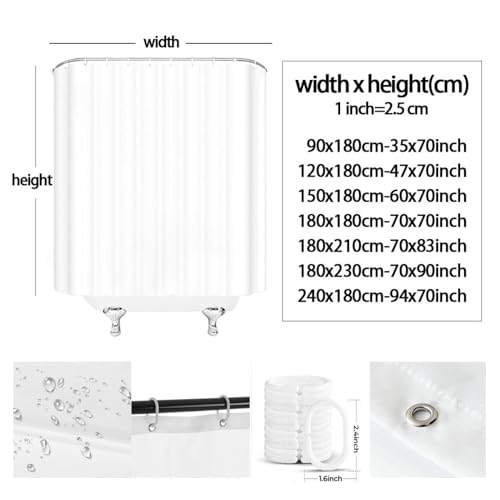 Rideau de douche en polyester imperméable bleu saphir anti-éclaboussures 183x183cm - 3