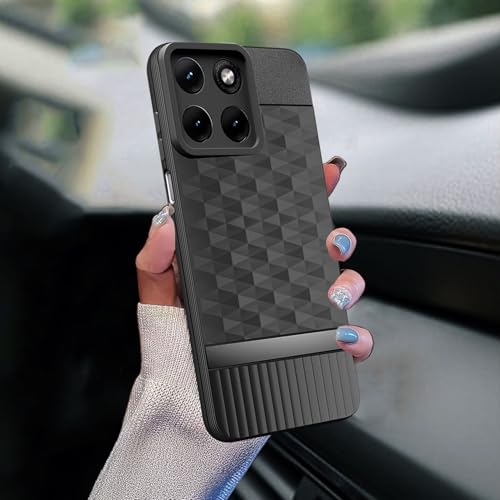 Image of Back Cover for Motorola Moto Edge 70 Fusion 5G Camera Protection 3D Hexa Cube Design Silicone Protective Bumper Back Case for Motorola Moto Edge 70 Fusion 5G - Black