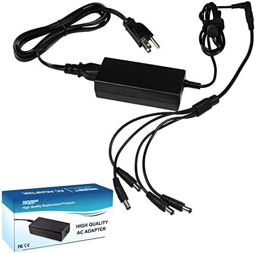 HQRP 12V 5A Power Supply Security Camera AC Power Adapter to 4-Way Power Splitter Cable 100V-240V AC to 12V DC LED Power Adapter Transformers for CCTV AHD DVR Security Camera, RGB LED Strip Light