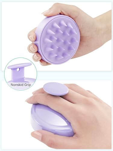 Image of HEETA Shampoo Scalp Brush Massager Hair Growth, Scalp Scrubber with Soft Silicone Bristles for Dandruff Removal, Hair Brush Exfoliator, Light Purple