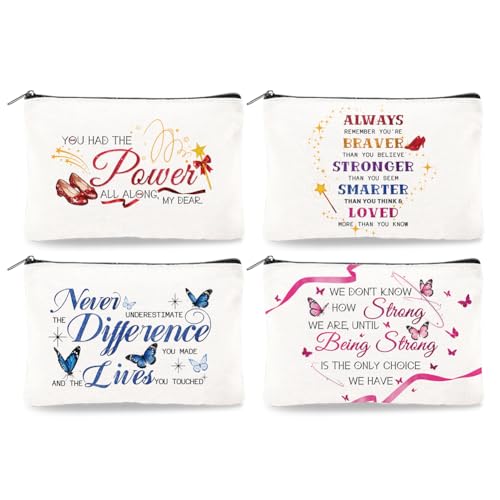 4-Pack Canvas Inspirational Makeup Bags with Zipper
