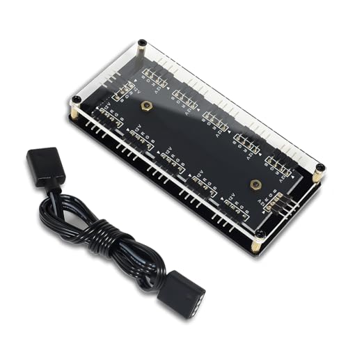 HATMINI Hub LED RGB 12 V, 4 Pin, 11 Vie, Controller Splitter Con Guscio in Acrilico per Espandere l'Interfaccia RGB Della Scheda Madre