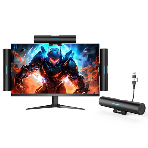 Computer Speakers for Desktop PC Monitor, USB or Type C Plug-in Soundbar, Clip-On Speaker, Wired...