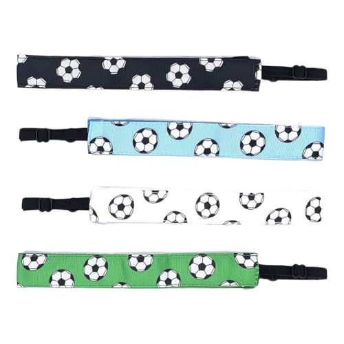 4 Pcs Football Headbands for Girls, Adjustable No Slip Sport Head Bands, Thin Athletic Stretch Elastic Headband Set, Sports Hair Band Accessories2