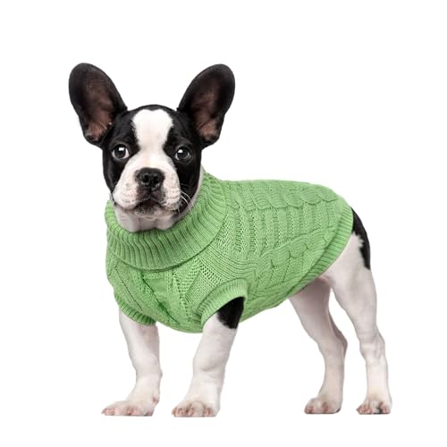 Image of Cozy Stretch Dog Turtleneck Sweater -Soft Warm Dog Knit Sweaters for Boy Girl Pets, Christmas Sweater Pullover for Small Medium Large Pup Winter Outfit,Green M