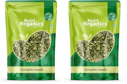 Image of NutriOrganics Raw Pumpkin Seeds for Eating g, Immunity Booster Jumbo Pumpkin Seeds, 500 gram (Pack of 2)