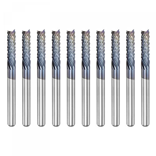 Image of uxcell End Mill CNC Router Bits, 3.175mm x 12mm 1 /8 inch Shank Diamond Film Coated Carbide Engraving Bit Milling Cutter Left Hand for PCB Plastic Fiber Wood 10pcs