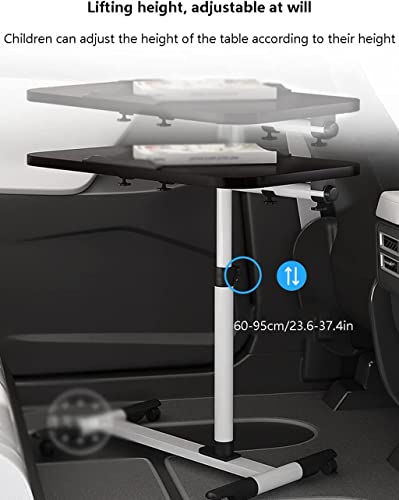 POCHY Overbed Table Overbed Bedside Desk Mobile Rolling Laptop Stand Tilting Overbed Table with Wheels Height Adjustable Tray Table for Hospital & Home Lightweight