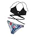Womens Push Up Cross Padded Bikini Set, 2 Piece Floral and Leaves Printing Swimsuit