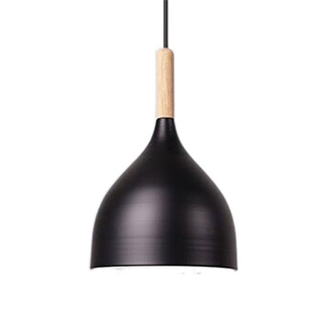 YGZPALH Matte Green Finish Metal Chandeliers Vintage Small E26 Lighting Fixture Nordic Bedroom Pendant Lighting Over Sink Lamp Fixtures for Kitchen Island, Farmhouse, Dining Room, with Oak Accent
