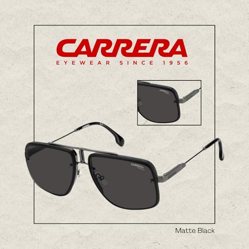 Carrera GLORY II 59MM 0003/2K Matte Black / Grey Rectangle Sunglasses for Men for Women + BUNDLE With Designer iWear Complimentary Eyewear Kit (CAGLORY II)3