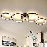 deckenlampe montieren lassen ●Besonderes Design: Geschickt sind vier weiß Aluminiumringe miteinander verwoben, um eine klare, harmonische Deckenlampe zu kreieren, entsteht eine gewisse Asymmetrie, individualisiert das Erscheinungsbild, die durch ihr indirektes Licht eine angenehme Atmosphäre schafft.